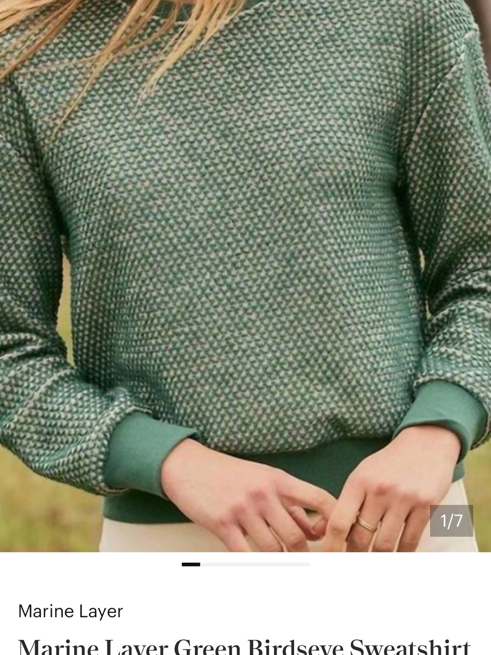 Marine Layer Teal Birdseye Crewneck Sweater